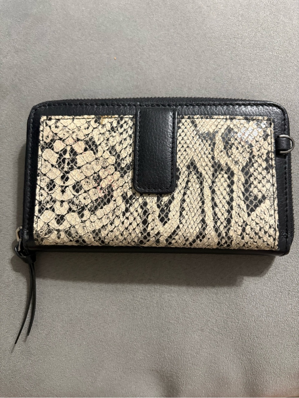 Rachel Roy Wallet Women's Black Snake Print Genuine Leather New Pockets Galore